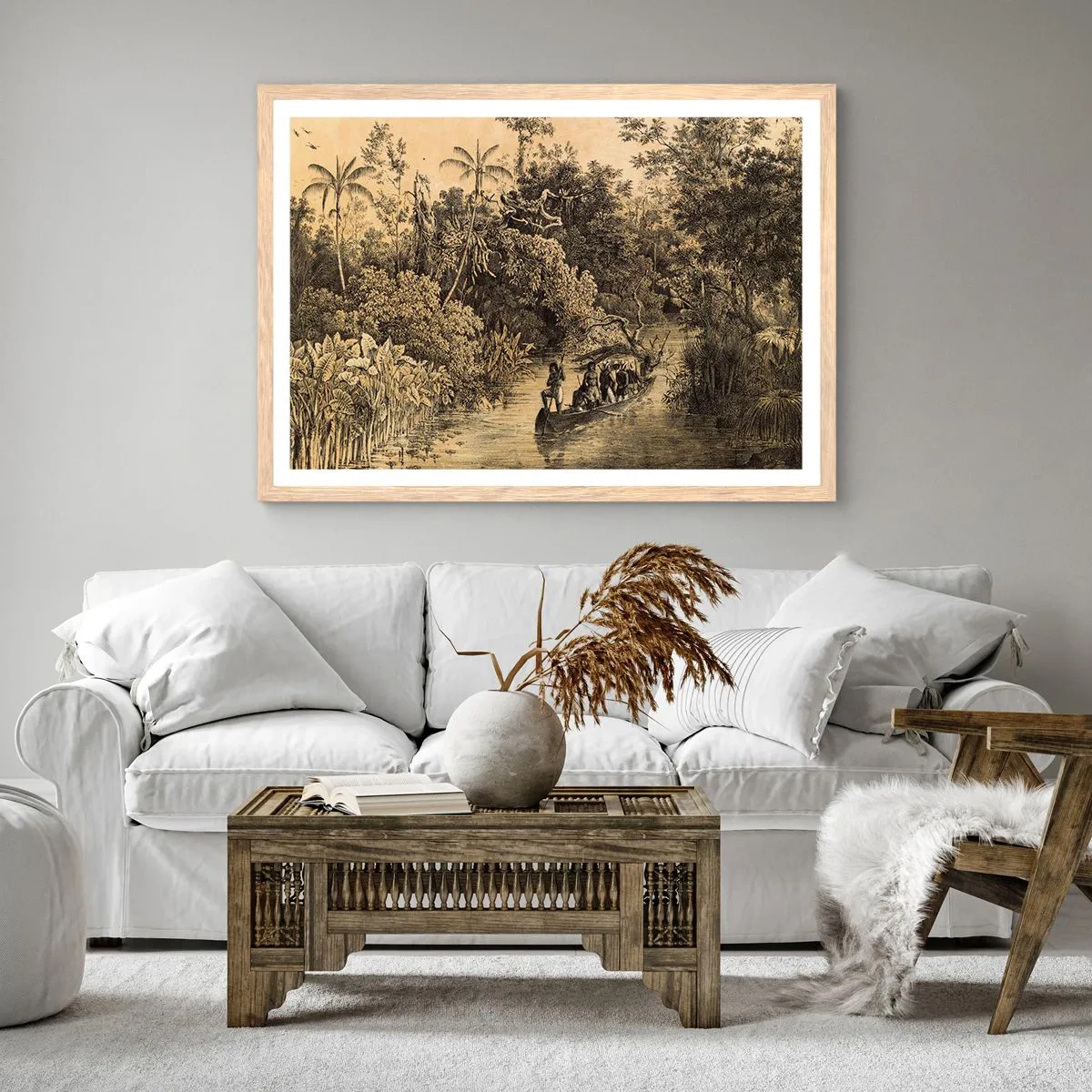Plakat i ramme af lyst egetræ - Rejsen til kilden - 40x30 cm