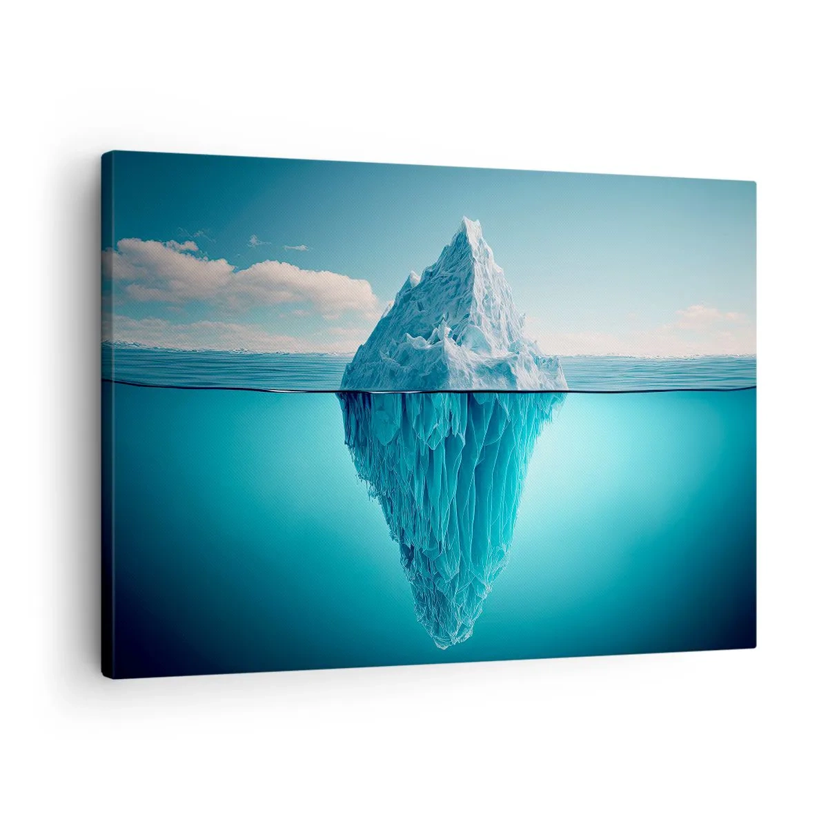 Lærredstryk - Billede på lærred - Et isbjerg synligt over og under vandoverfladen - 70x50cm - Dronning af is - Moderne vægdekoration til stue og soveværelse ARTTOR