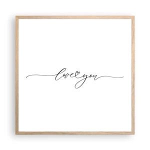 Plakat i ramme af lyst egetræ - Sort og hvid - 60x60 cm