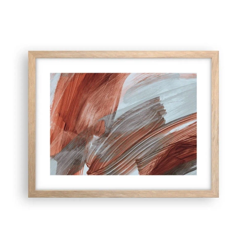 Plakat i ramme af lyst egetræ - Efterårsagtig og blæsende abstraktion - 40x30 cm