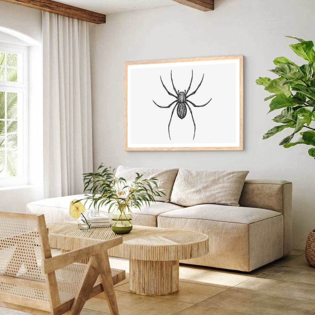 Plakat i ramme af lyst egetræ - Foruroligende præcision - 40x30 cm