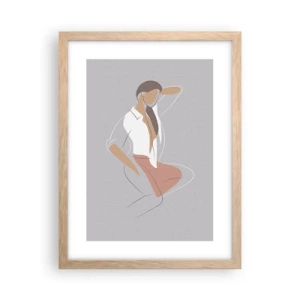 Plakat i ramme af lyst egetræ - Omrids af nåde - 30x40 cm