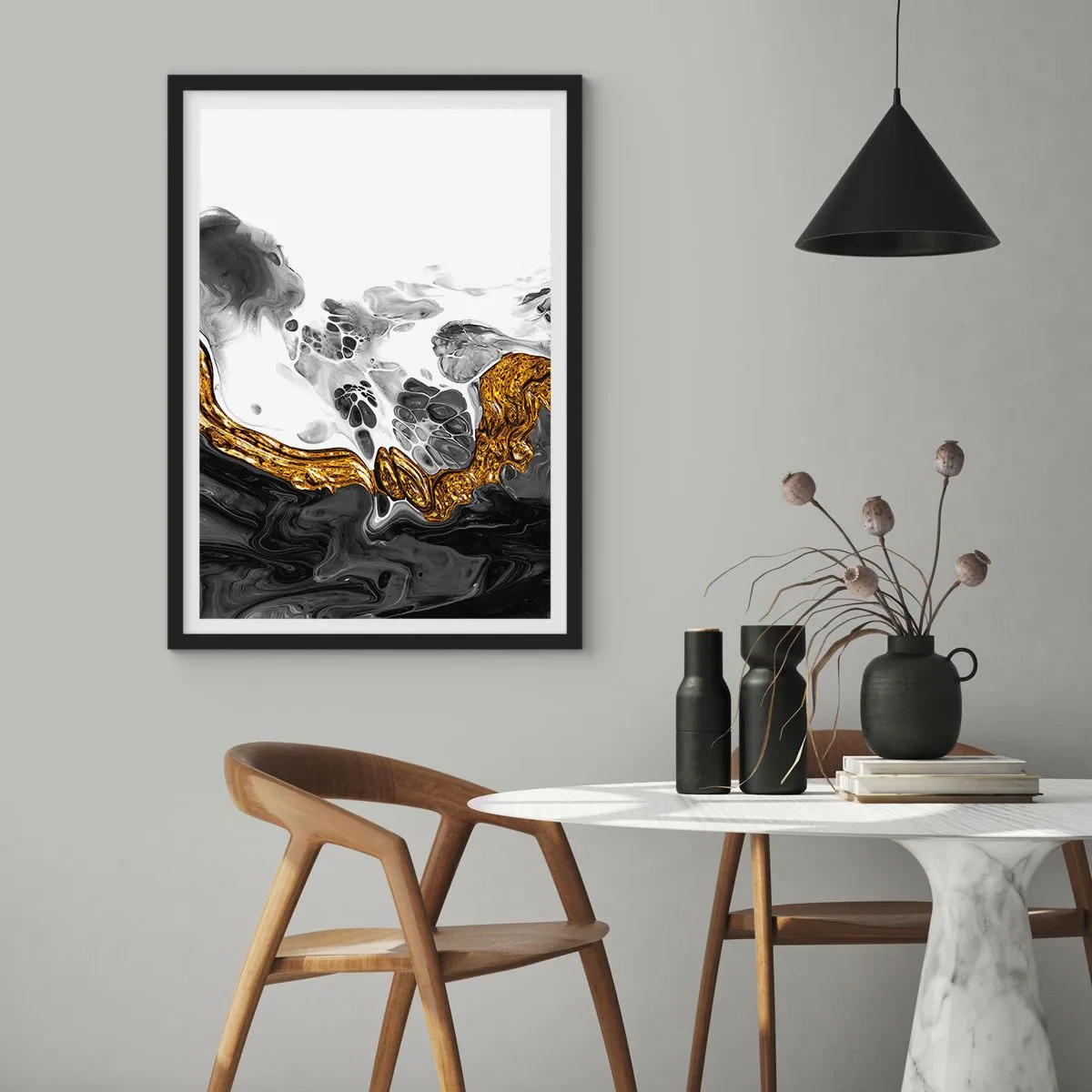 Plakat i sort ramme - Organisk sammensætning - 40x50 cm