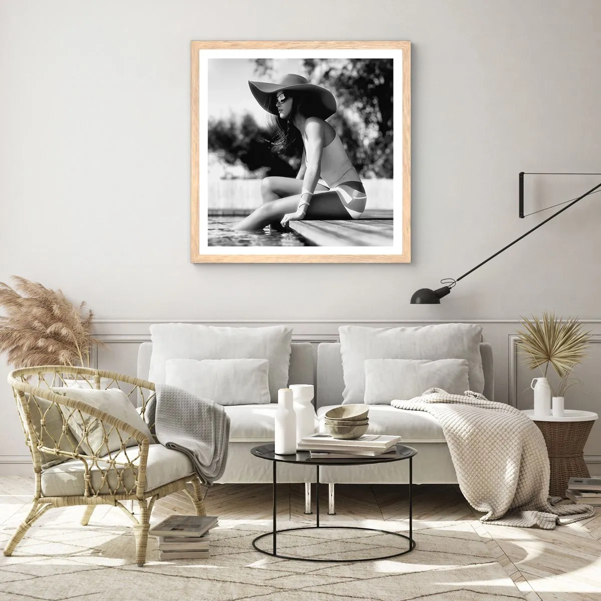 Plakat i ramme af lyst egetræ - Sommerdrøm - 60x60 cm