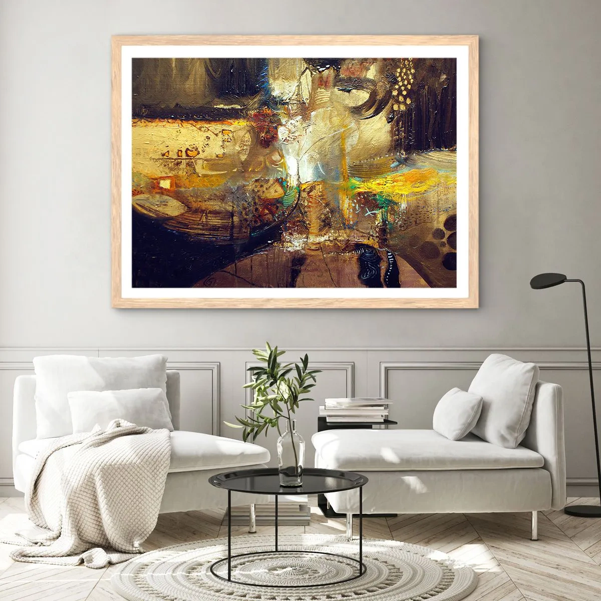 Plakat i ramme af lyst egetræ - Kold, varm, meget varm - 100x70 cm