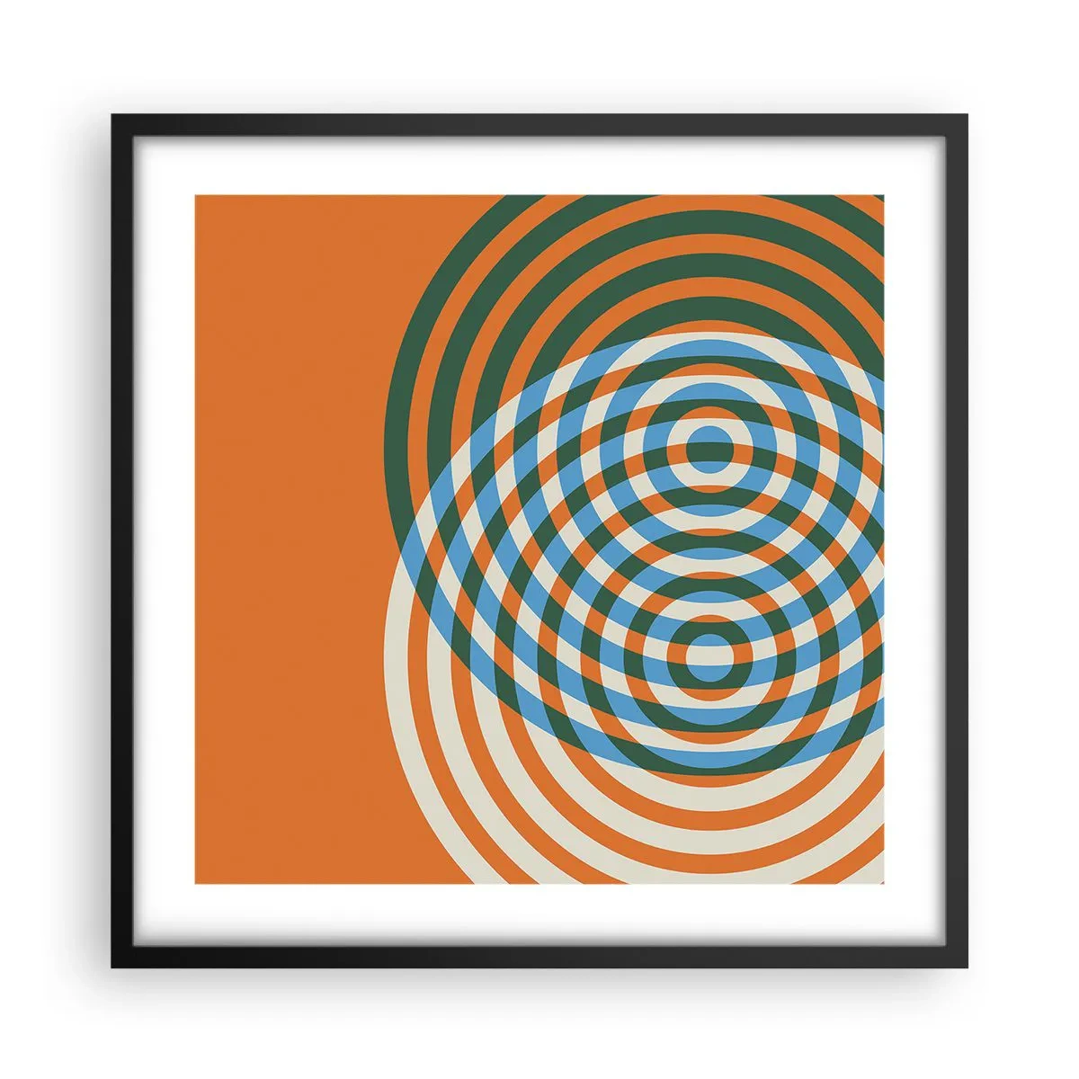 Plakat i sort ramme - Abstrakt cirkulær variation - 50x50 cm