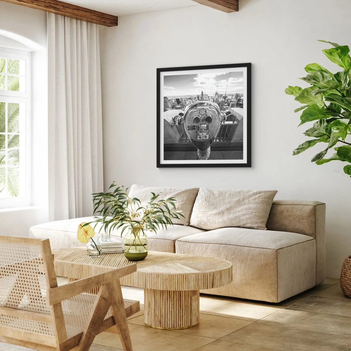 Plakat i sort ramme - Byen over byer - 50x50 cm