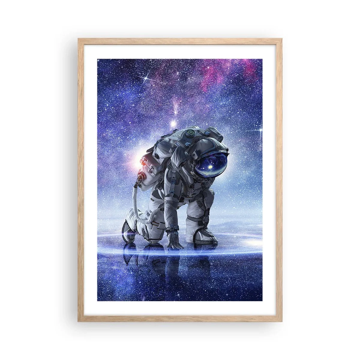 Plakat i ramme af lyst egetræ - Den stjerneklare himmel over mig - 50x70 cm