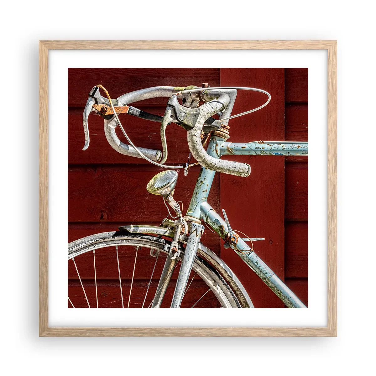 Plakat i ramme af lyst egetræ - Skabt til at sejre - 50x50 cm