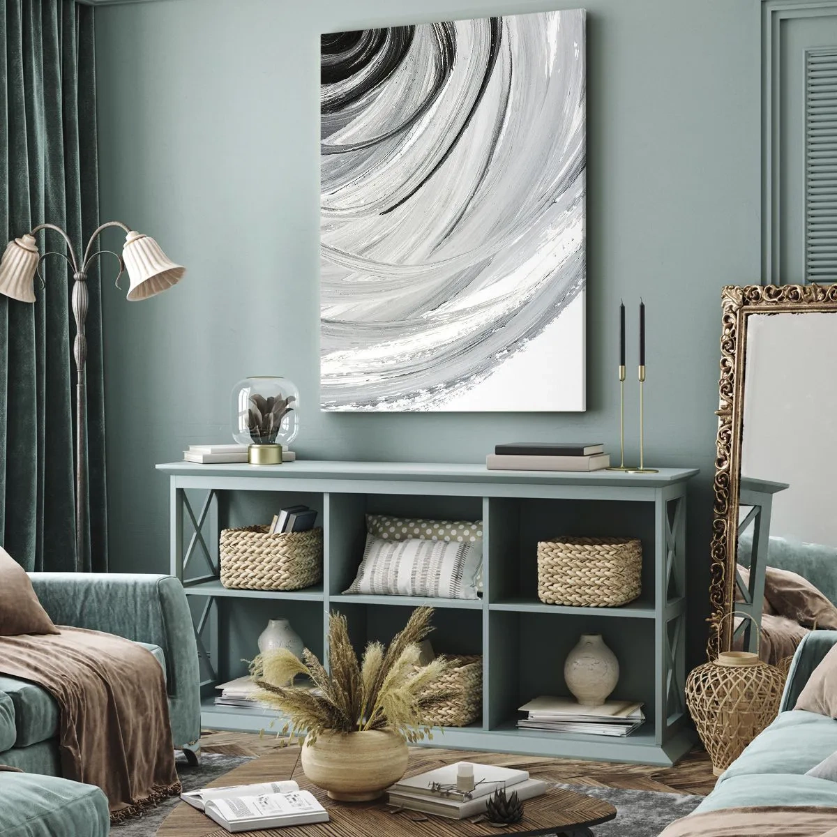 Lærredstryk - Billede på lærred - Orbital komposition - 45x80 cm