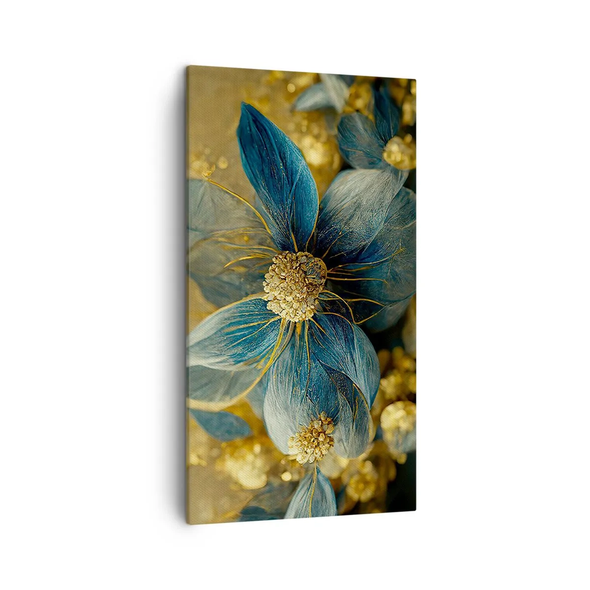 Lærredstryk - Billede på lærred - Blomstre med guld - 45x80 cm