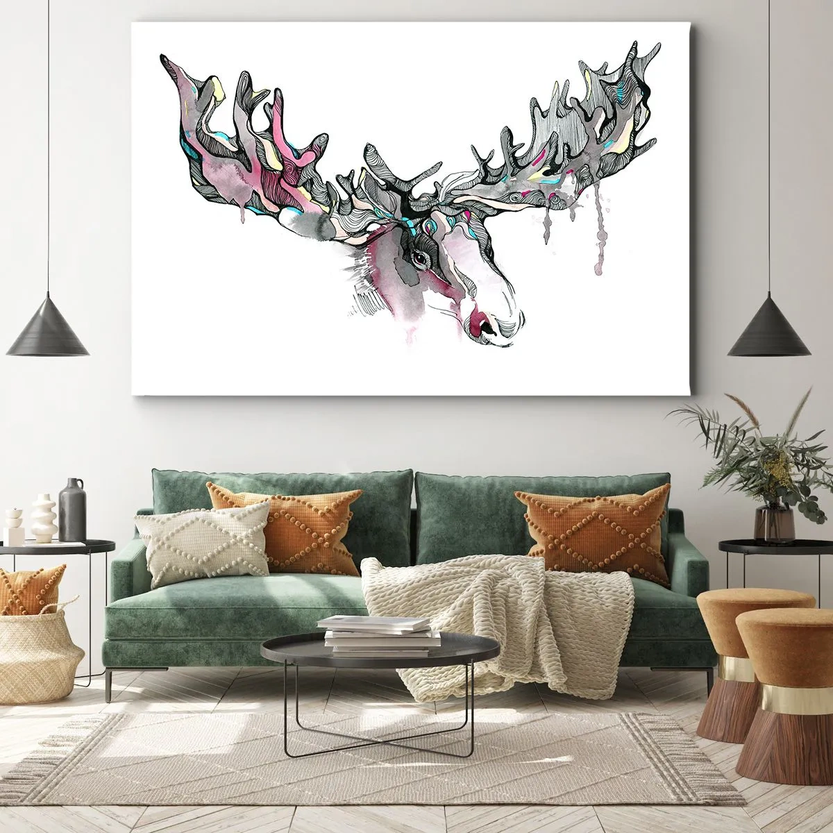 Lærredstryk - Billede på lærred - Kronen på skovens konge - 100x70 cm