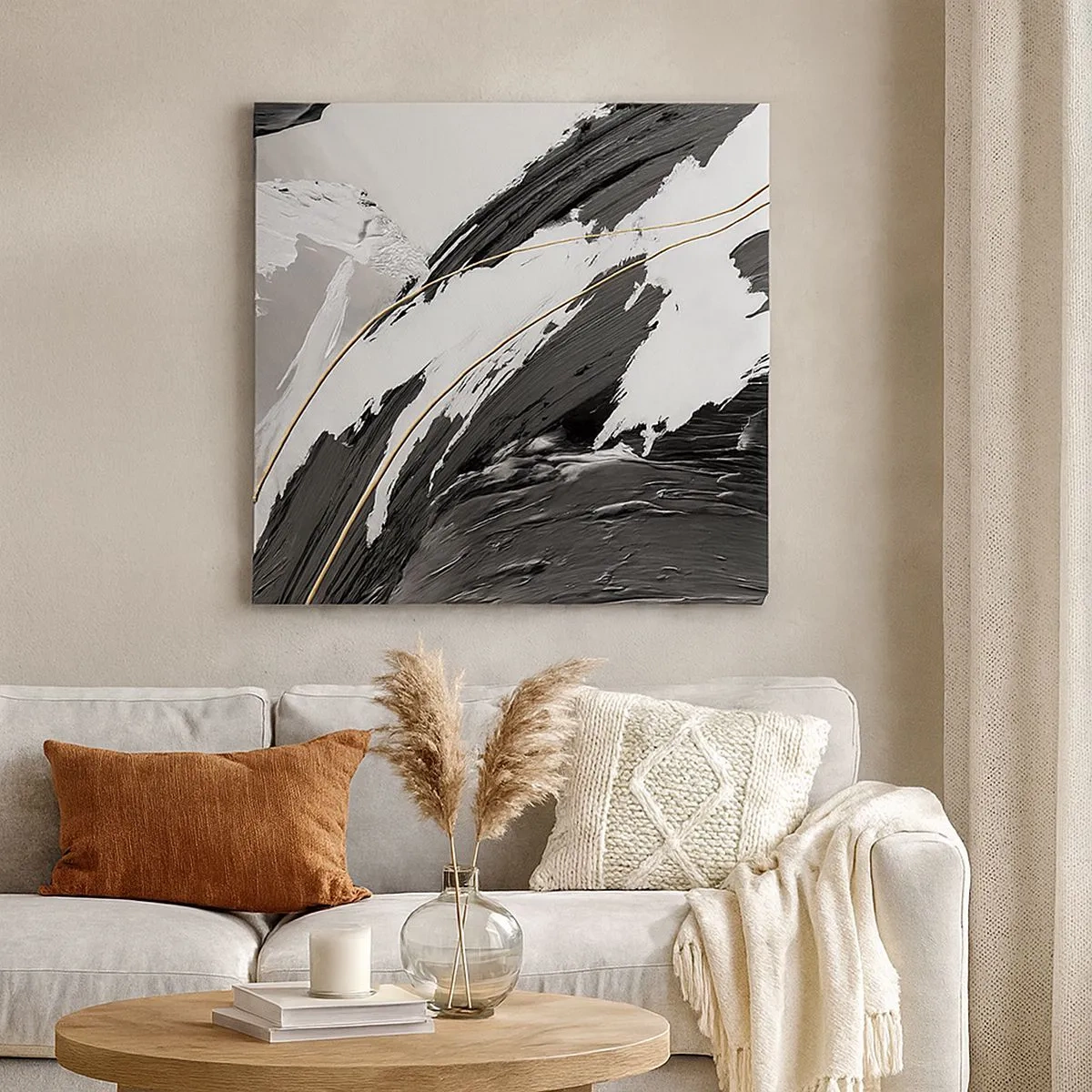 Lærredstryk - Billede på lærred - Abstraktion med flair - 30x30 cm