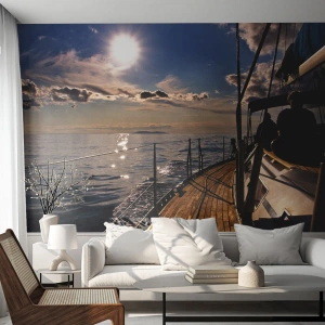 Fototapet Selvklæbende Deluxe Sticker - Under sejl mod solen - Nautisk, Yacht, Hav - 100x70 cm