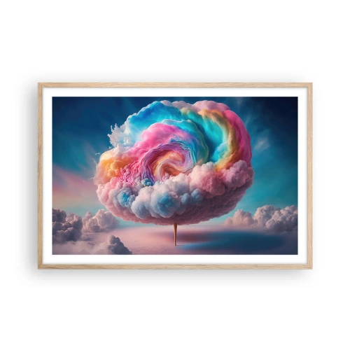 Plakat i ramme af lyst egetræ - En drøm om en forlystelsespark - 91x61 cm