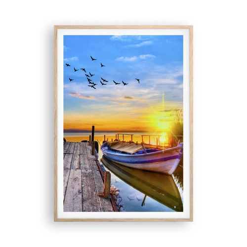 Plakat i ramme af lyst egetræ - Farvel, indtil i morgen - 70x100 cm