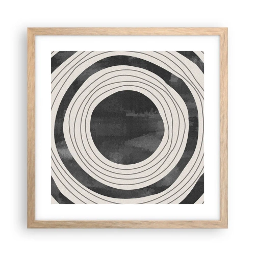 Plakat i ramme af lyst egetræ - Lige til det punkt - 40x40 cm