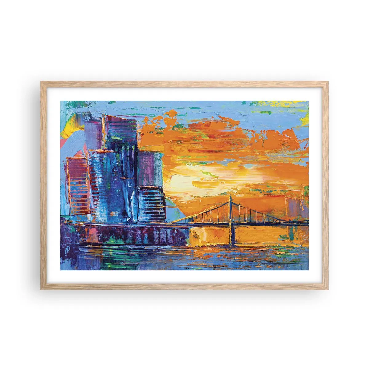 Plakat i ramme af lyst egetræ - Kultur og natur - 70x50 cm