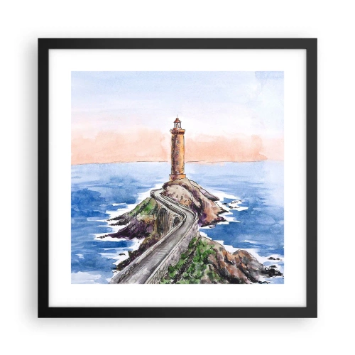 Plakat i sort ramme - Med front mod havet - 40x40 cm