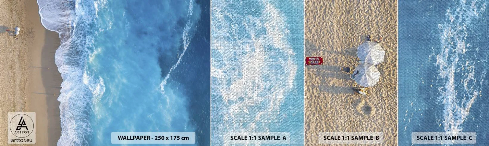 Prøve Fototapet Premium Canvas - Den blå kraft - Landskab, Strand, Hav - 100x30 cm