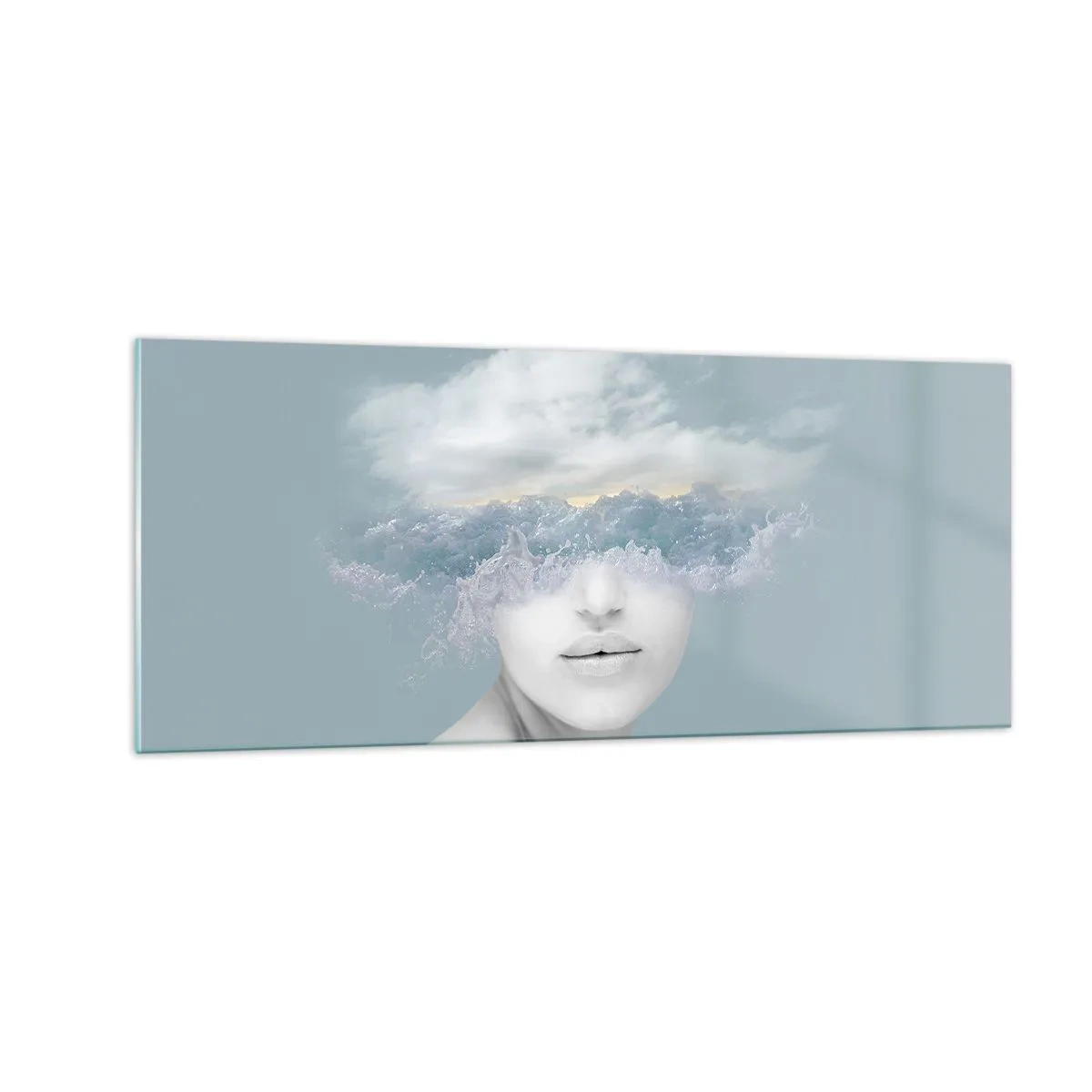 Billede på glas - Med hovedet i skyerne - 100x40 cm