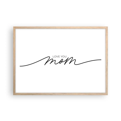 Plakat i ramme af lyst egetræ - Stor følelse - 70x50 cm