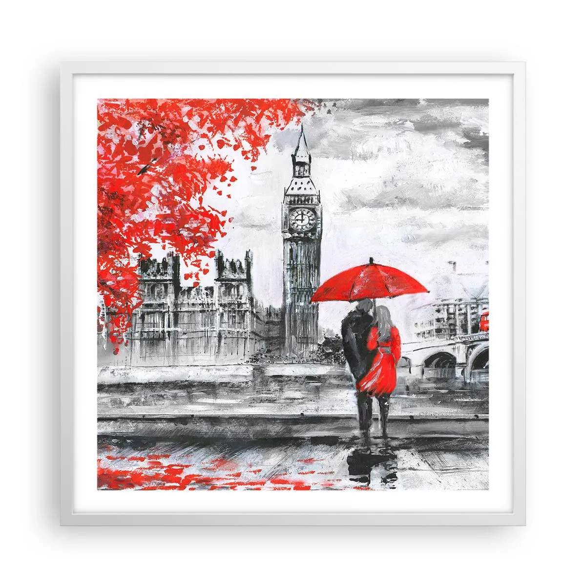 Plakat i hvid ramme - Forelsket i London - 60x60 cm