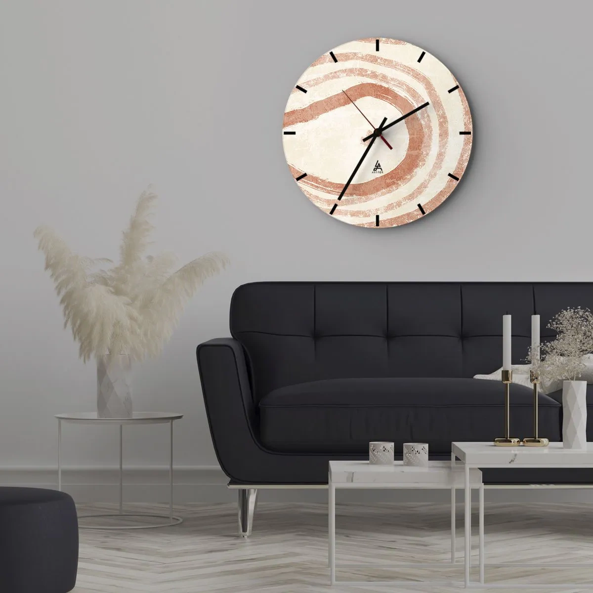 Vægur, Uret - Koralcirkler - komposition - 30x30 cm