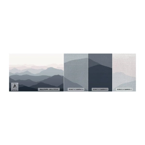Prøve Fototapet Premium Canvas - Bølger af bjerge - Abstraktion, Grafik, Bjerge - 100x30 cm