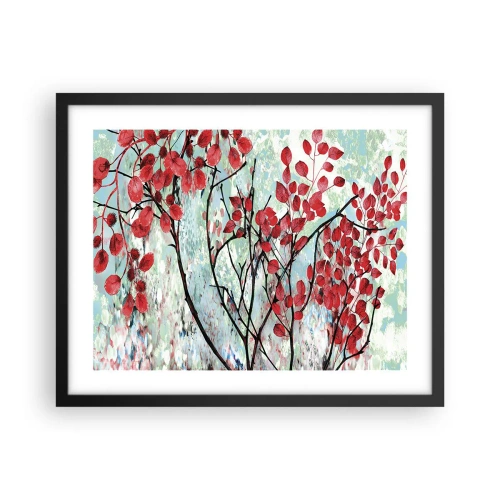 Plakat i sort ramme - Træ i skarlagenrødt - 50x40 cm