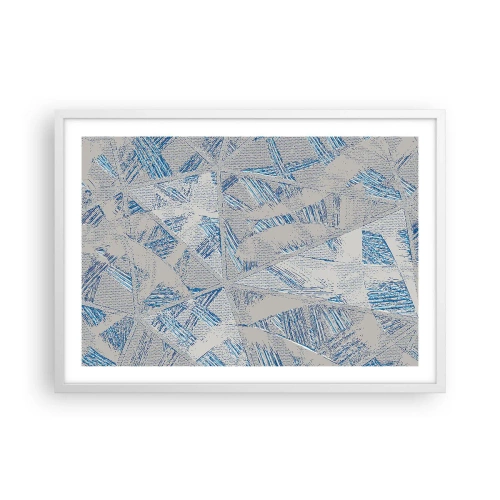 Plakat i hvid ramme - I en gråblå labyrint - 70x50 cm