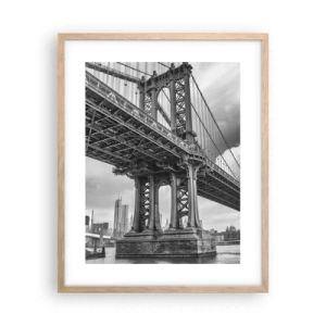 Plakat i ramme af lyst egetræ - Til byens hjerte - 40x50 cm