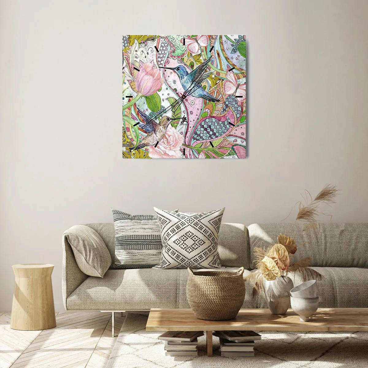 Vægur, Uret - Forviklet i vinstokkene - 30x30 cm