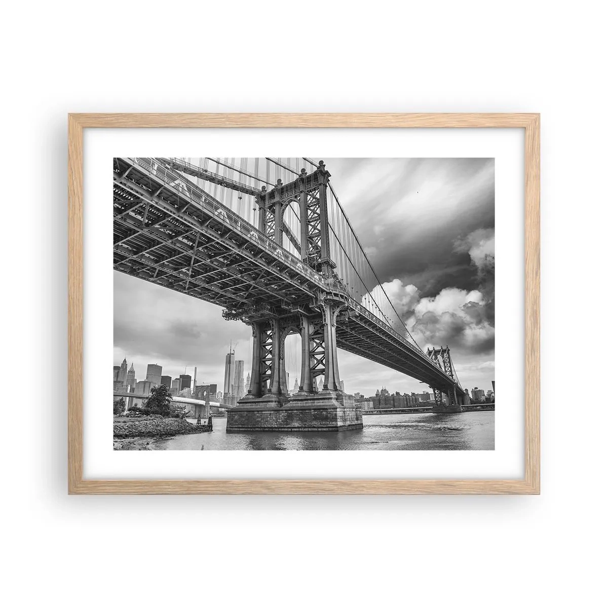 Plakat i ramme af lyst egetræ - Til byens hjerte - 50x40 cm