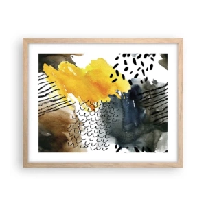 Plakat i ramme af lyst egetræ - Et møde mellem elementerne - 50x40 cm