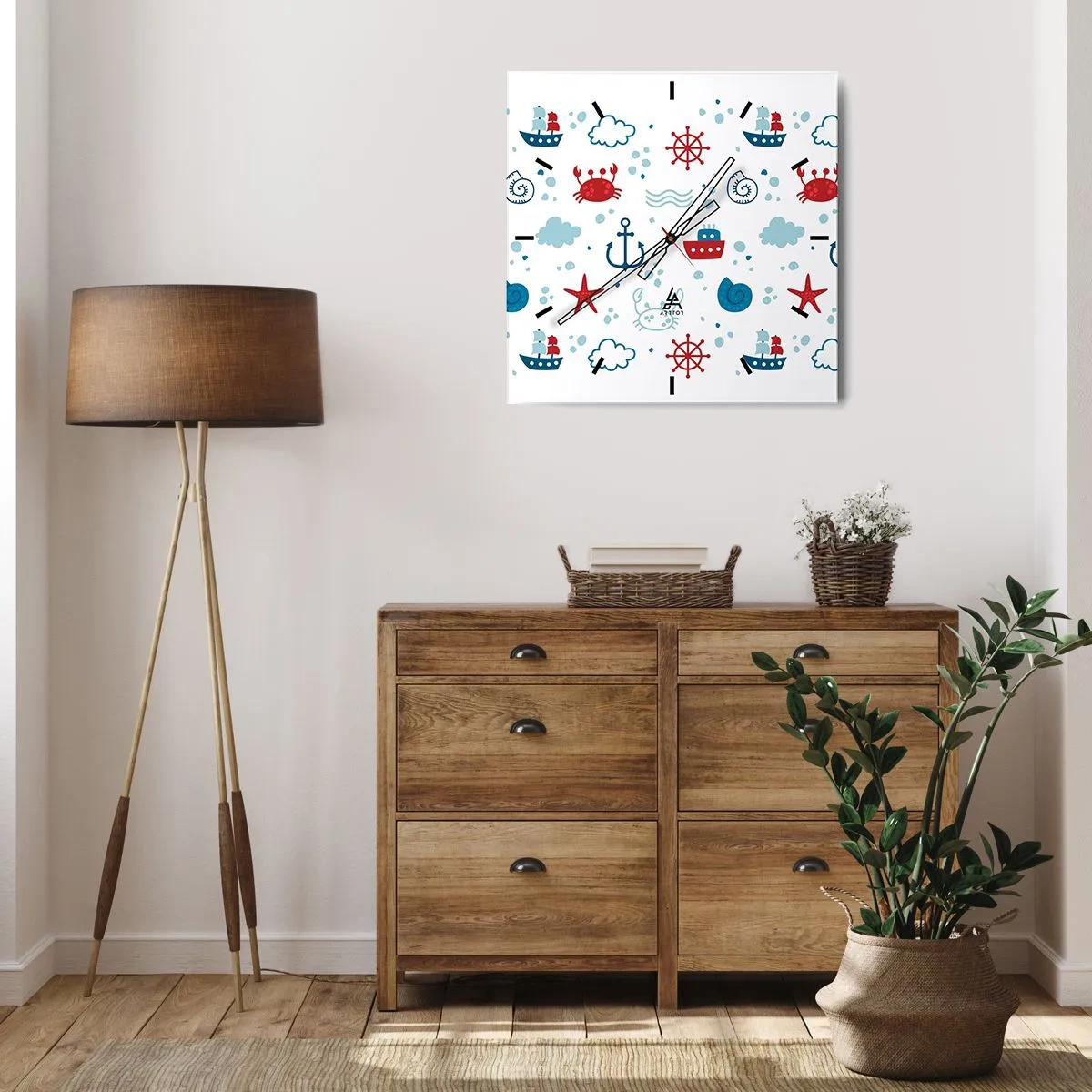 Vægur, Uret - En fortælling om havet - 40x40 cm