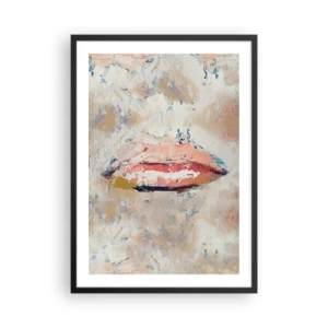 Plakat i sort ramme - Abstrakte læber i en pastelfarvepalet - 50x70cm - Vækker sanserne - Moderne vægdekoration til stue og soveværelse ARTTOR