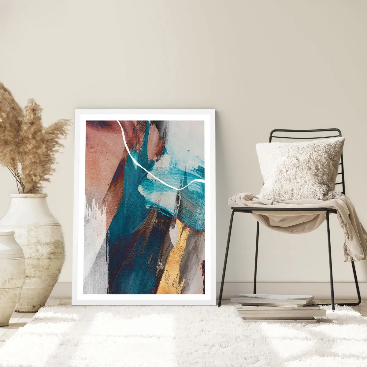 Plakat i hvid ramme - Med flair og energi - 50x70 cm