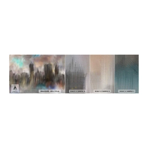 Prøve Fototapet Premium Canvas - En sammensætning af stål, sten og tåge - By, Arkitektur, Stykke - 100x30 cm