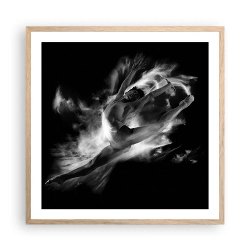 Plakat i ramme af lyst egetræ - Stoppet under flyvning - 60x60 cm