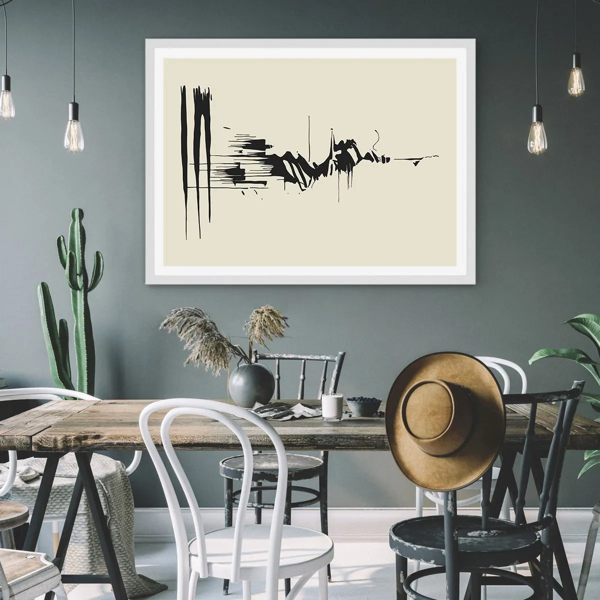 Plakat i hvid ramme - Skyndsom abstraktion - 50x40 cm