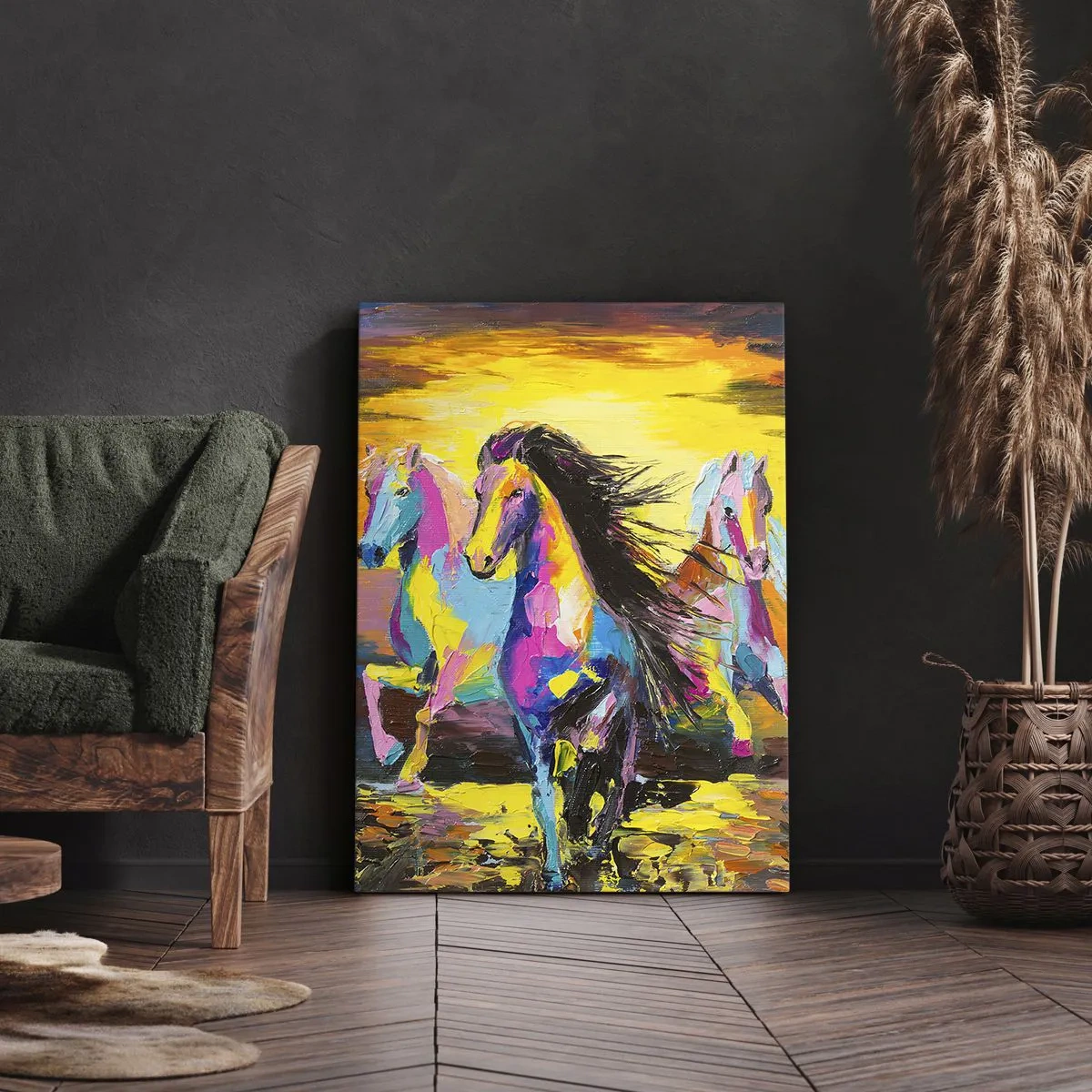 Lærredstryk - Billede på lærred - Nedsænket i regnbuen - 55x100 cm