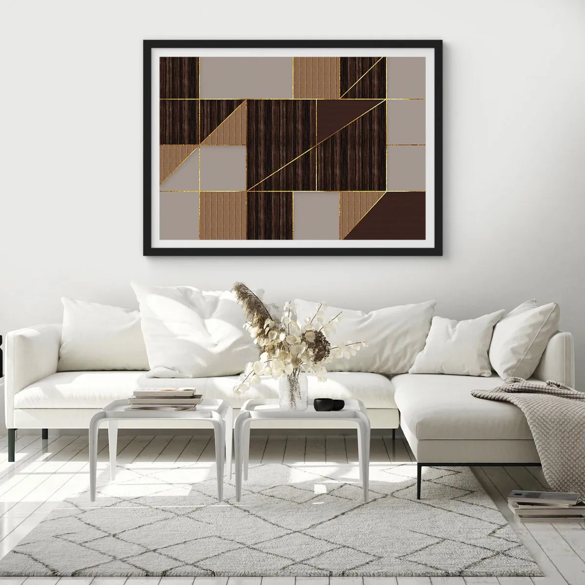 Plakat i sort ramme - En mosaik af brune og gyldne farver - 50x40 cm