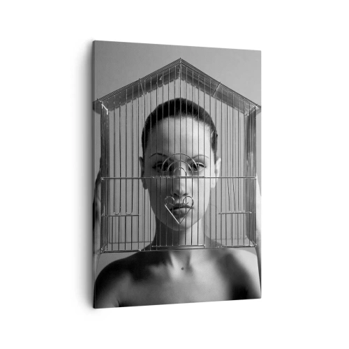 Lærredstryk - Billede på lærred - Et lidt surrealistisk portræt - 50x70 cm