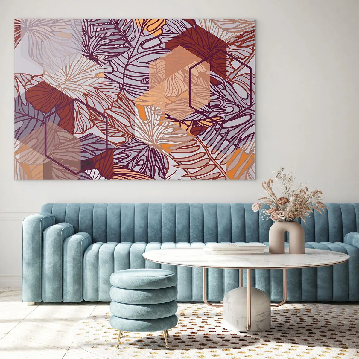 Billede på glas - Umuligt forhold mellem geometri og natur - 120x80 cm