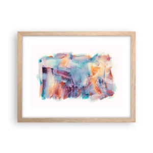 Plakat i ramme af lyst egetræ - Farverigt rod - 40x30 cm