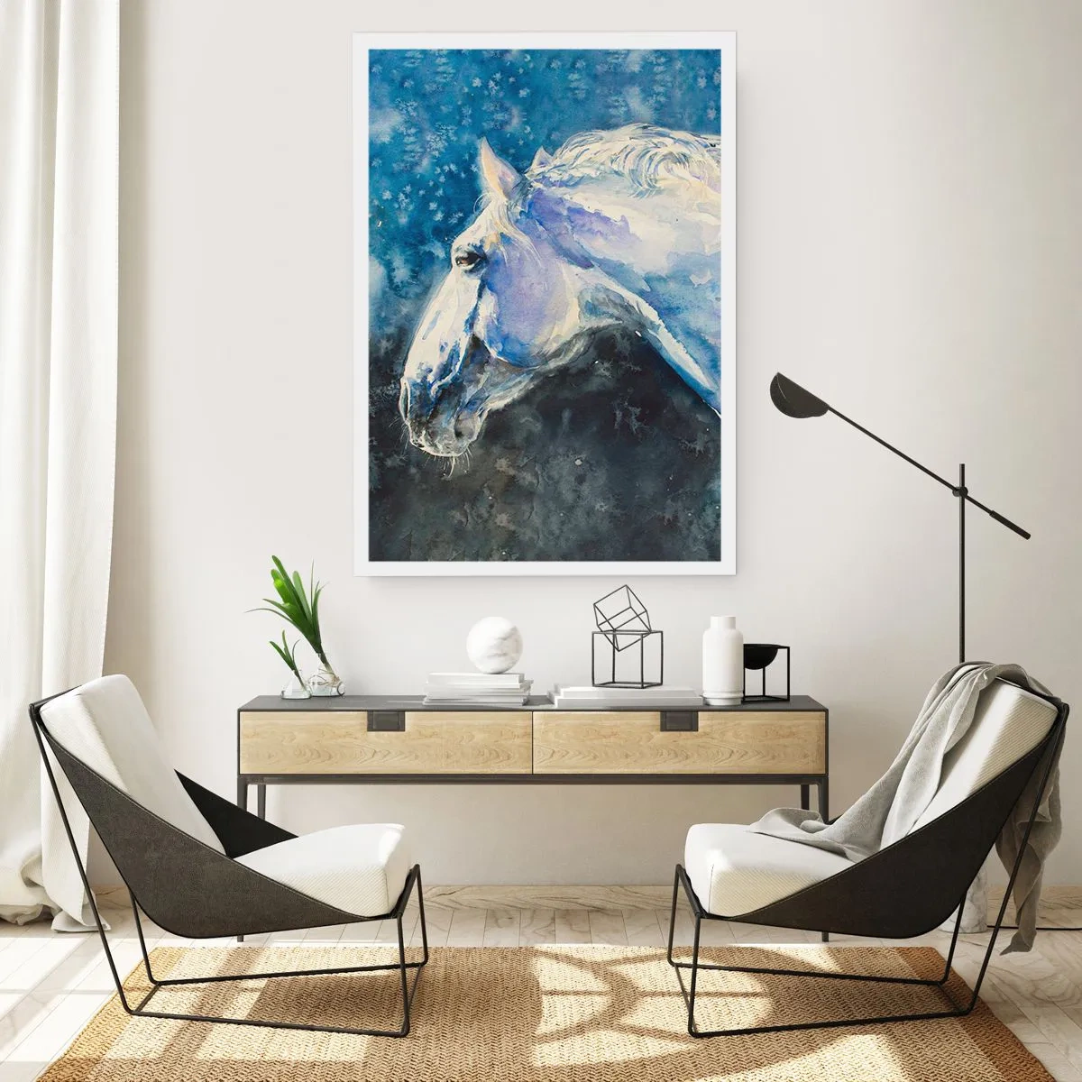 Plakat - Portræt i et blåt skær - 70x100 cm