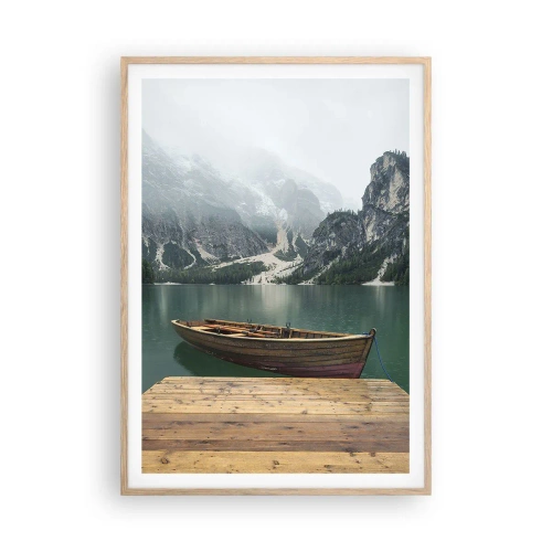 Plakat i ramme af lyst egetræ - "Og stolte pander" - 70x100 cm