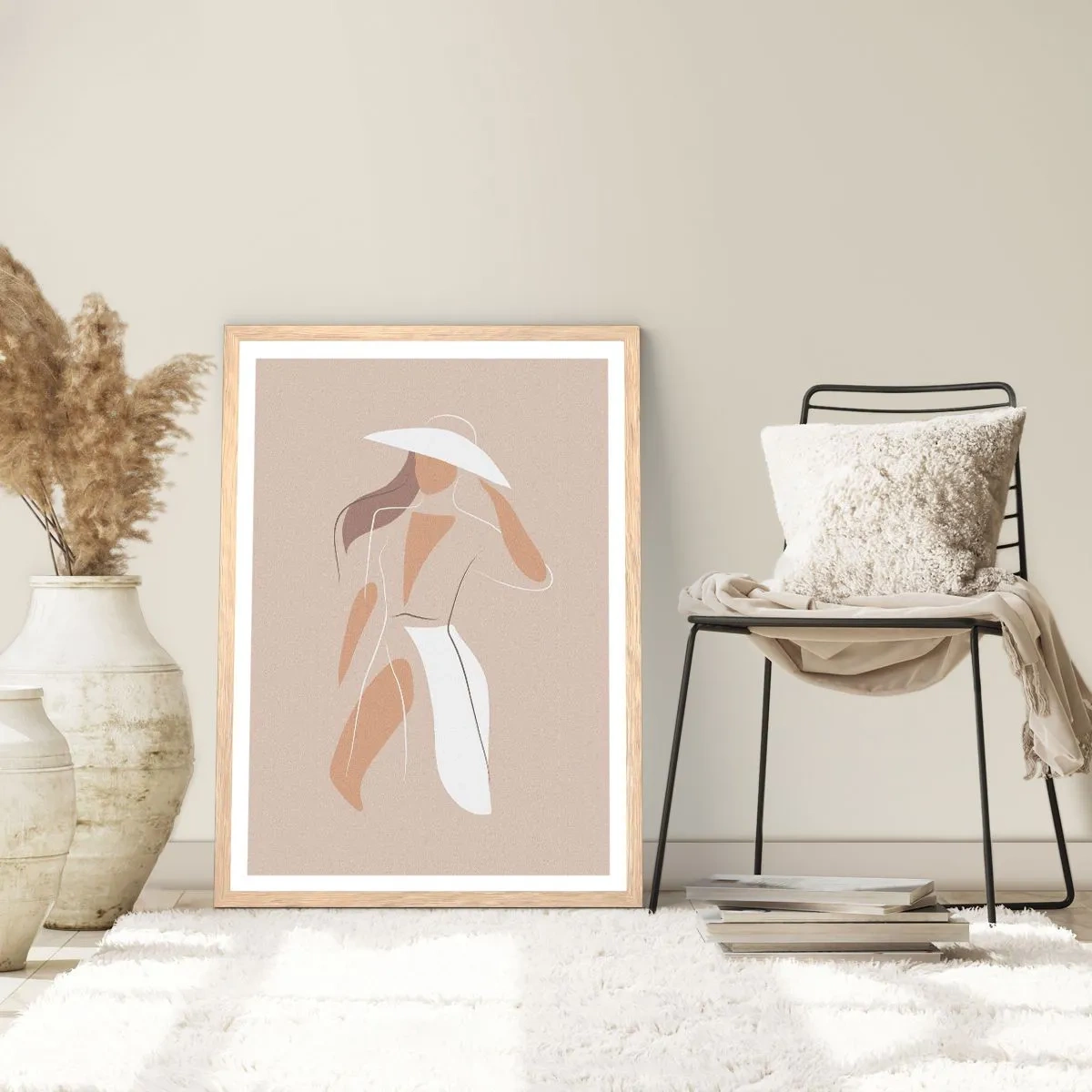 Plakat i ramme af lyst egetræ - Mode er sjovt - 70x100 cm