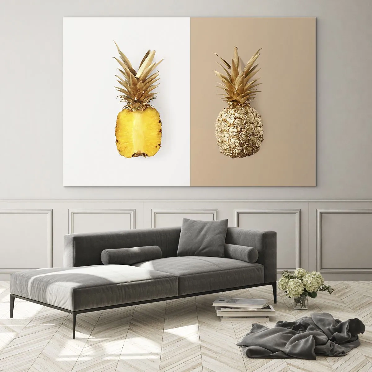 Billede på glas - Ananas til os - 100x70 cm